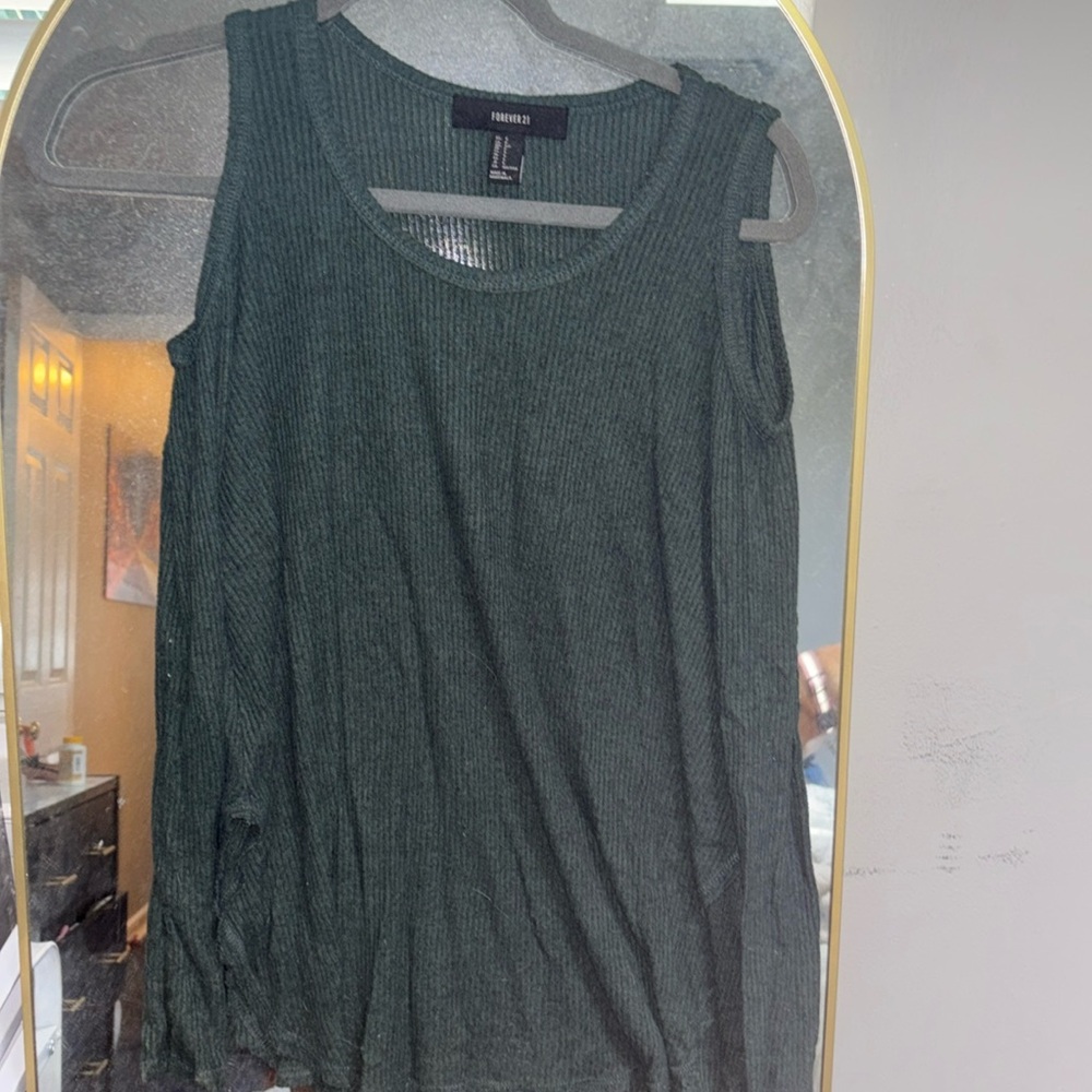 Green off the shoulder sweater